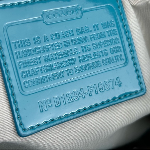 Coach Blue Teal Monogram Shoulder Tote Bag - Picture 8 of 16